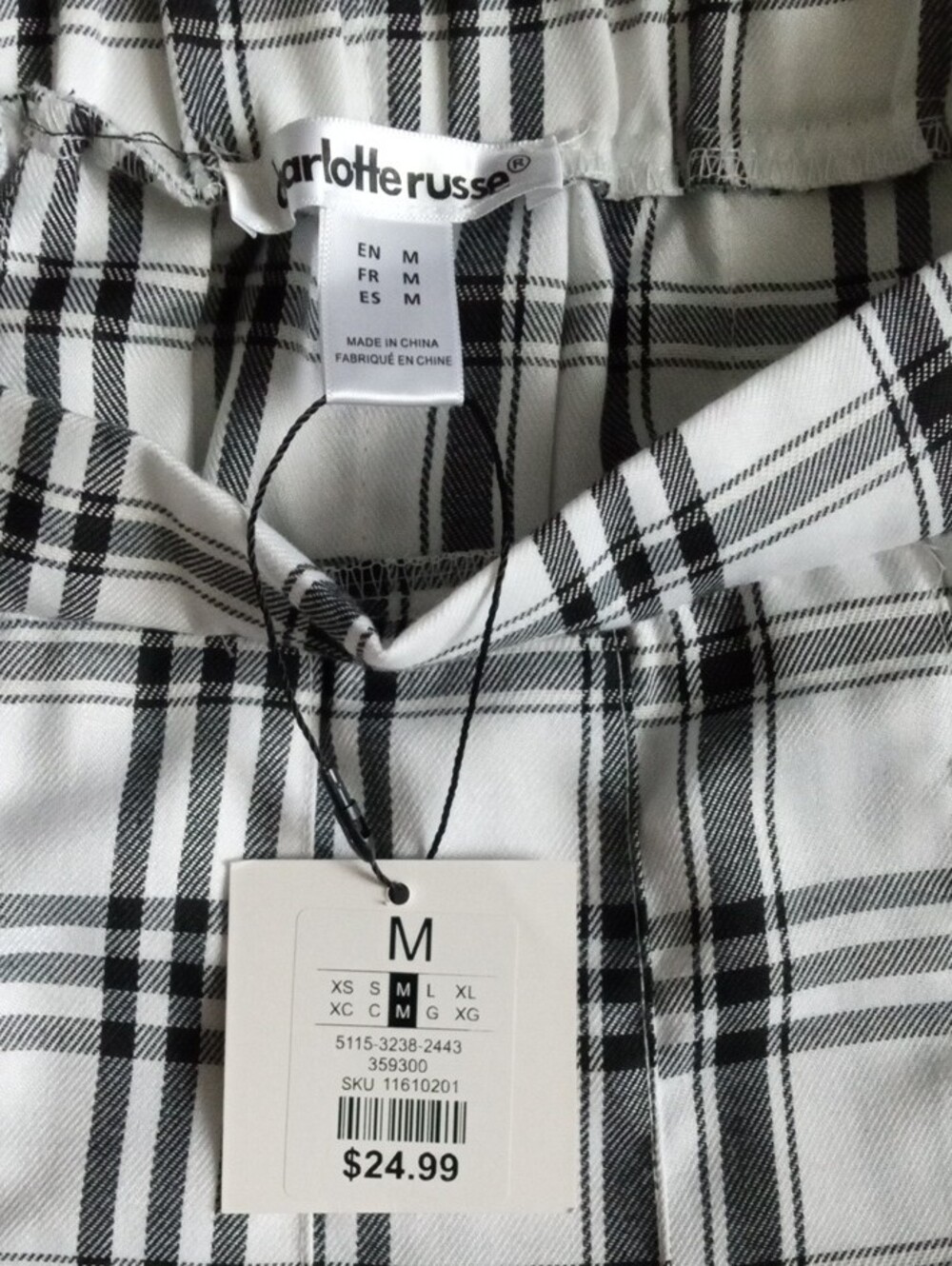 Charlotte Russe Black & White Plaid Pleated Skater Skirt - Picture 3 of 3